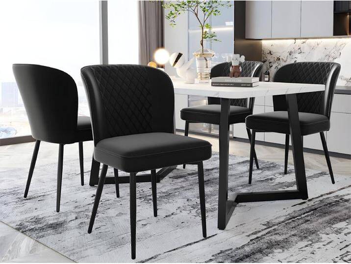 Esszimmerstuhl (4 St), 4er Set Polsterstühle Wohnzimmerstuhl mit Rückenlehne Metallbeine Samt – Schwarz von Kauf-Unique Marketplace