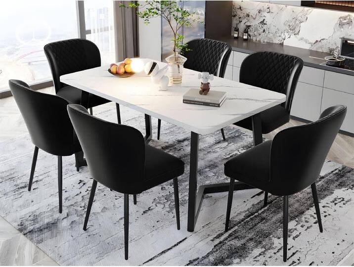Esszimmerstuhl (6 St), 6er Set Polsterstühle Wohnzimmerstuhl mit Rückenlehne Metallbeine Samt – Schwarz von Kauf-Unique Marketplace