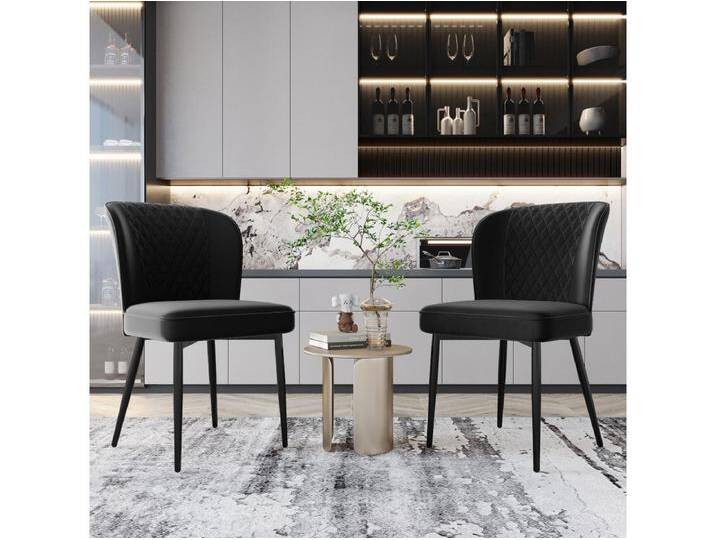 Esszimmerstuhl 2er-Set, Schwarz, Polsterstuhl Design mit Rückenlehne, Samt, Metallgestell von Kauf-Unique Marketplace