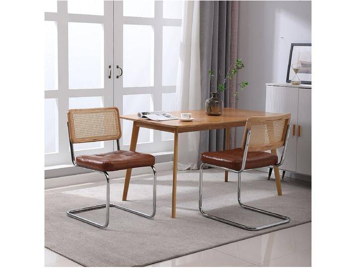 Esszimmerstuhl 2er-Set moderne Esszimmerstühle aus Rattan mit Kunstlederpolster Mesh-Rückenlehne, Metallbeine, Küchenstuhl Esszimmerstuhl 2er-Set moderne Esszimmerstühle aus Rattan mit Kunstlederpolster Mesh-Rückenlehne, Metallbeine, Küchenstuhl von Kauf-Unique Marketplace