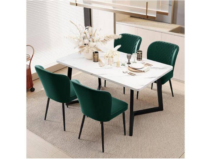 Esszimmerstuhl 4er-Set, Dunkelgrün, Polsterstuhl Design mit Rückenlehne, Samt, Metallgestell Esszimmerstuhl 4er-Set, Dunkelgrün, Polsterstuhl Design mit Rückenlehne, Samt, Metallgestell von Kauf-Unique Marketplace