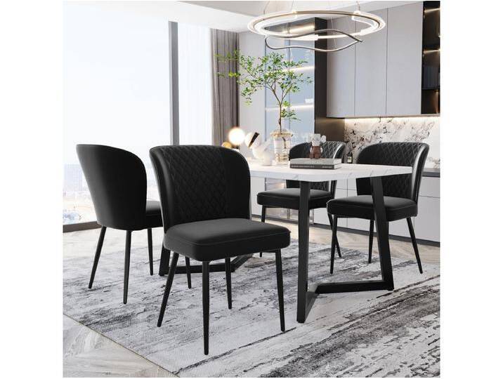 Esszimmerstuhl 4er-Set, Schwarz, Polsterstuhl Design mit Rückenlehne, Samt, Metallgestell Esszimmerstuhl 4er-Set, Schwarz, Polsterstuhl Design mit Rückenlehne, Samt, Metallgestell von Kauf-Unique Marketplace