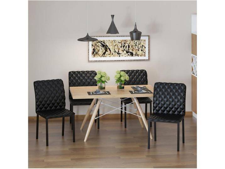 Esszimmerstuhl 4er-Set, gepolsterte Küchenstühle mit Stahlbeinen, Schwarz von Kauf-Unique Marketplace