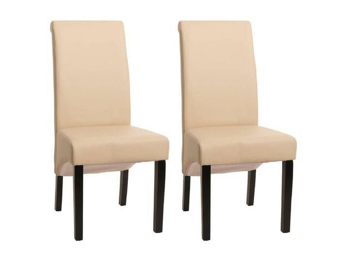 Esszimmerstuhl Cesena (2er-Set), Leder, creme, dunkle Füße von Kauf-Unique Marketplace