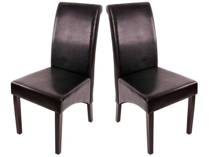Esszimmerstuhl Cesena (2er-Set), Leder, schwarz, dunkle Füße von Kauf-Unique Marketplace
