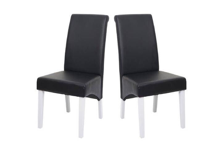 Esszimmerstuhl Cesena (2er-Set), Leder, schwarz, weiße Füße von Kauf-Unique Marketplace