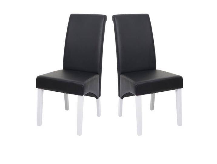 Esszimmerstuhl Cesena (2er-Set), Leder, schwarz, weiße Füße von Kauf-Unique Marketplace