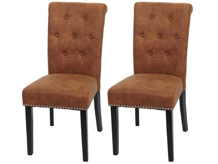 Esszimmerstuhl Chesterfield II (2er-Set), Wildlederimitat, dunkle Beine von Kauf-Unique Marketplace