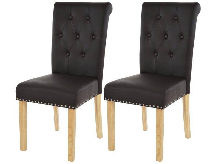 Esszimmerstuhl Chesterfield Il (2er-Set), Kunstleder, coffee, helle Beine von Kauf-Unique Marketplace