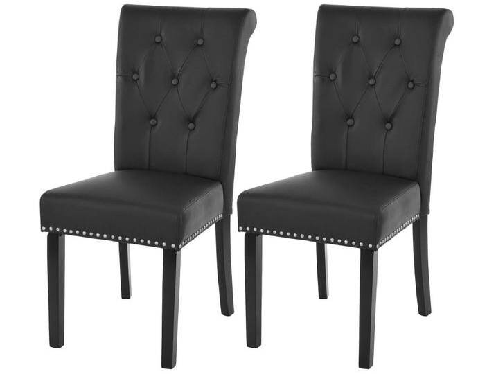 Esszimmerstuhl Chesterfield Il (2er-Set), Kunstleder, schwarz, dunkle Beine von Kauf-Unique Marketplace