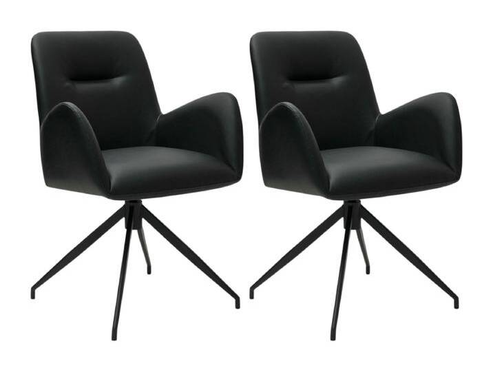 Esszimmerstuhl Drehbar 2er Set Jennifer - Kunstleder & Metall - Schwarz von Kauf-Unique Marketplace