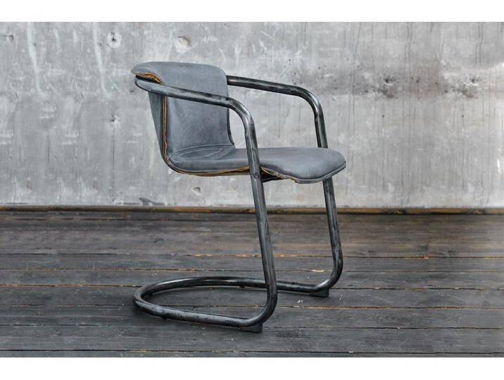 Esszimmerstuhl - Grau Leder - FILLY von Kauf-Unique Marketplace