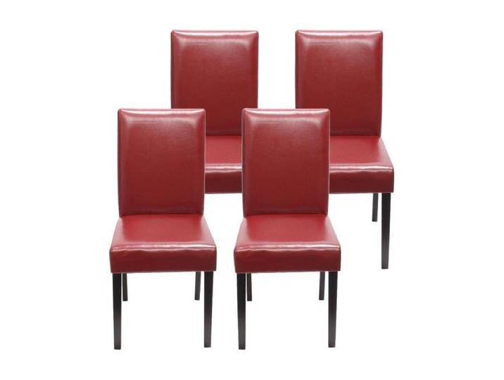 Esszimmerstuhl Littau (4er-Set), Kunstleder rot, dunkle Beine von Kauf-Unique Marketplace
