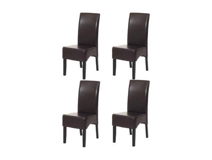 Esszimmerstuhl Littau (4er-Set), Leder, braun dunkle Beine von Kauf-Unique Marketplace