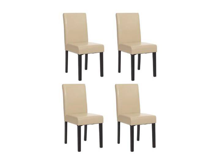 Esszimmerstuhl Littau (4er-Set), Leder, creme dunkle Beine von Kauf-Unique Marketplace