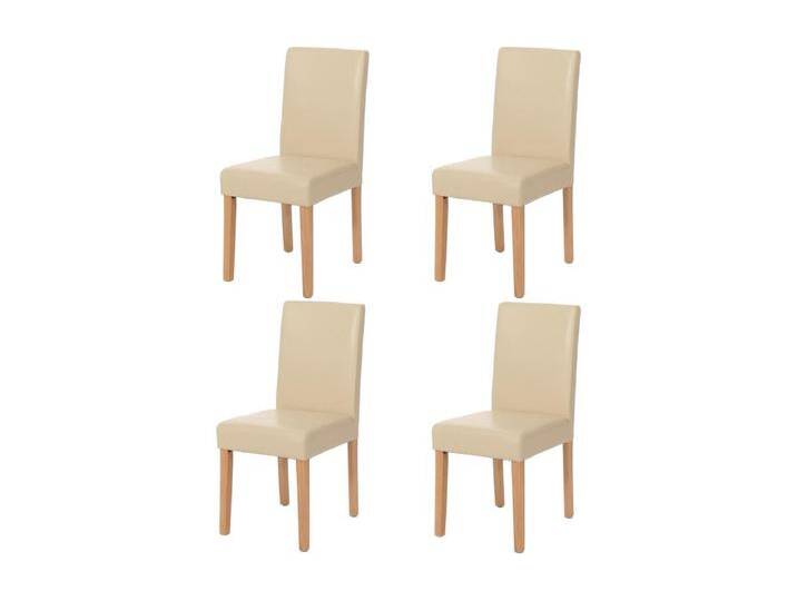 Esszimmerstuhl Littau (4er-Set), Leder, creme helle Beine von Kauf-Unique Marketplace