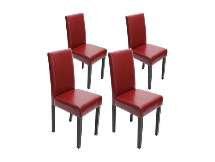 Esszimmerstuhl Littau (4er-Set), Leder, rot dunkle Beine von Kauf-Unique Marketplace