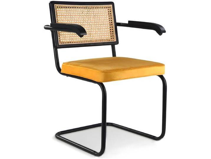 Esszimmerstuhl mit Armlehnen - mit Samt gepolstert - Holz und Rattan - Puila Esszimmerstuhl mit Armlehnen - mit Samt gepolstert - Holz und Rattan - Puila von Kauf-Unique Marketplace