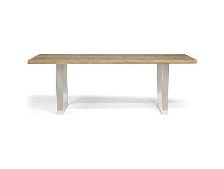 Esszimmertisch aus Eiche Massivholz und Edelstahl handgearbeitet von Kauf-Unique Marketplace