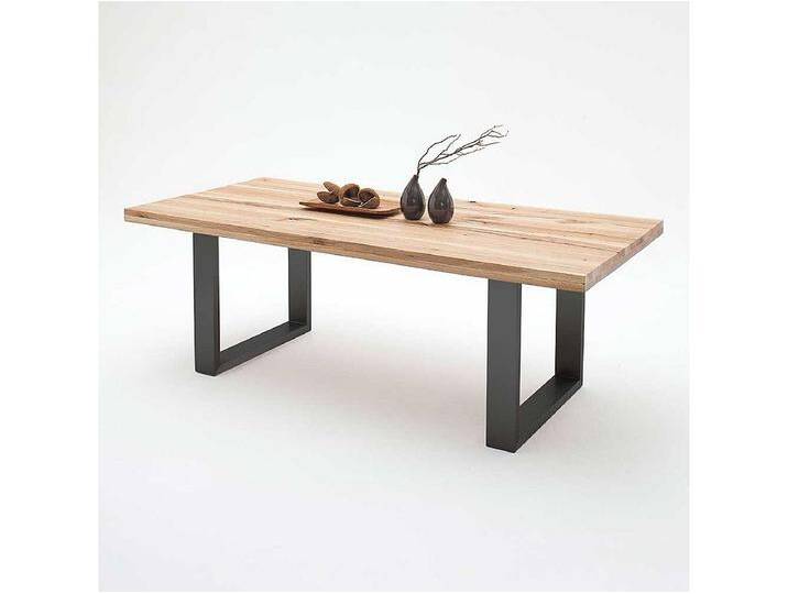 Esszimmertisch in Wildeichefarben Zerreiche Massivholz und Stahl in Anthrazit von Kauf-Unique Marketplace