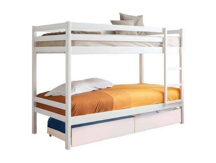 Etagenbett + 2 Schubladen Holz weiß 90x190/90x190cm von Kauf-Unique Marketplace