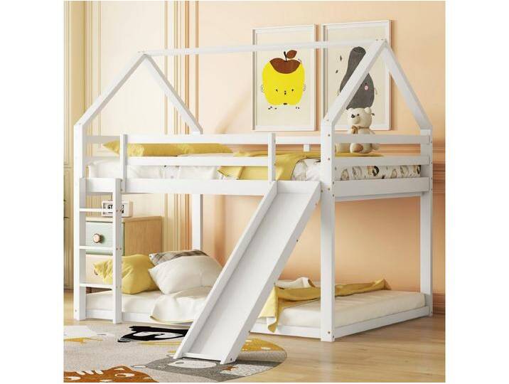 Etagenbett 140 x 200 cm - Doppelbett mit Rutsche und Leiter - holz weiß - ohne matratze von Kauf-Unique Marketplace