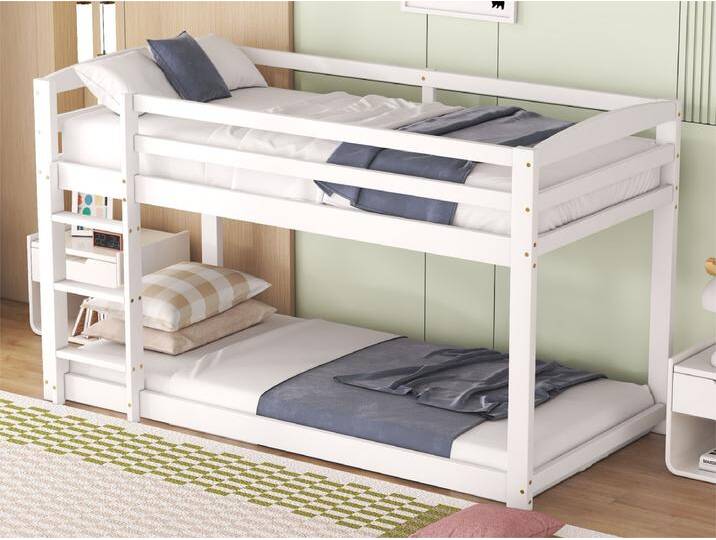 Etagenbett 2 x 90 x 200 cm für Kinder – Kiefer – Barrieren und Leiter – weiße Farbe Etagenbett 2 x 90 x 200 cm für Kinder – Kiefer – Barrieren und Leiter – weiße Farbe von Kauf-Unique Marketplace