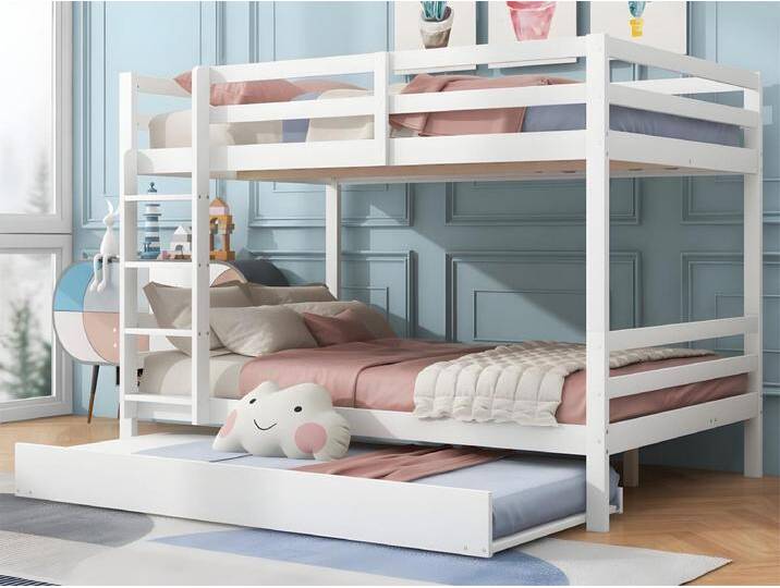 Etagenbett 2x140x200cm mit Ausziehbett 90x190cm – mit Geländer und Treppe – Weiß Etagenbett 2x140x200cm mit Ausziehbett 90x190cm – mit Geländer und Treppe – Weiß von Kauf-Unique Marketplace