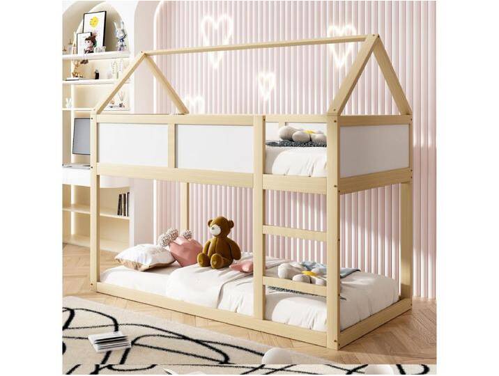 Etagenbett 90 x 200 cm – Kinderbett mit Treppe und Holzrahmen – Holzfarbe – ohne Matratze Etagenbett 90 x 200 cm – Kinderbett mit Treppe und Holzrahmen – Holzfarbe – ohne Matratze von Kauf-Unique Marketplace