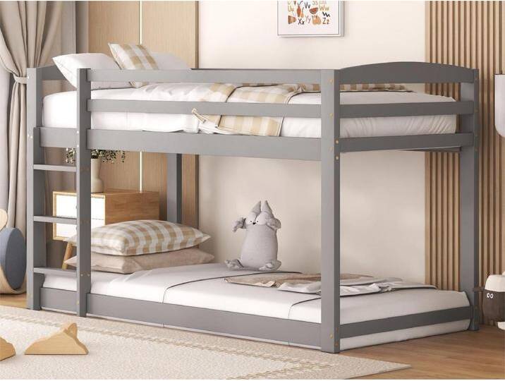 Etagenbett aus Kiefernholz mit Absturzsicherung + Leiter – 90 x 200 cm – Grau Etagenbett aus Kiefernholz mit Absturzsicherung + Leiter – 90 x 200 cm – Grau von Kauf-Unique Marketplace