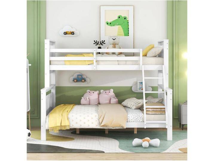 Etagenbetten 90 x 200 cm und 140 x 200 cm - Jugendbett mit Leiter und Absturzsicherung - Holz weiß - Matratze nicht inklusive Etagenbetten 90 x 200 cm und 140 x 200 cm - Jugendbett mit Leiter und Absturzsicherung - Holz weiß - Matratze nicht inklusive von Kauf-Unique Marketplace