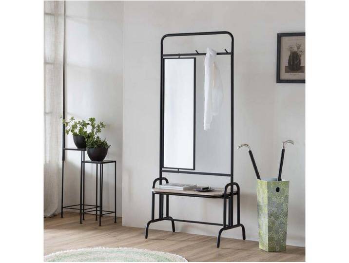 Flur mit Bank und Spiegel aus Metall und grauem Holz 77x45x181,5h cm Flur mit Bank und Spiegel aus Metall und grauem Holz 77x45x181,5h cm von Kauf-Unique Marketplace