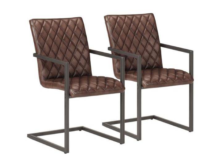 Freischwinger 2 Stk. Braun Echtleder von Kauf-Unique Marketplace
