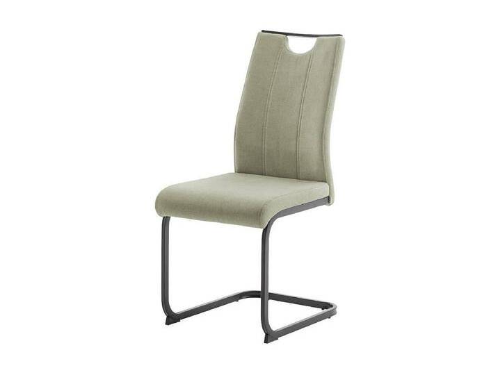 Freischwinger Stuhl Essstuhl in Oliv Gr�n aus Webstoff (4er Set) von Kauf-Unique Marketplace