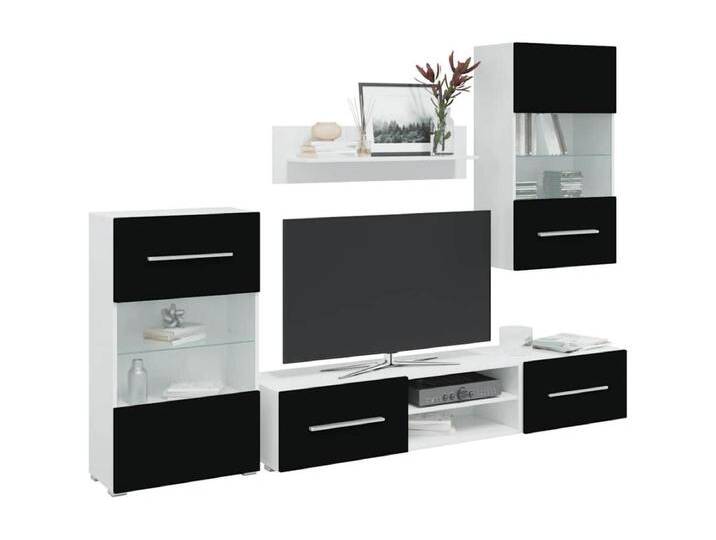 Fünfteilige Wohnwand TV-Schrank mit LED-Beleuchtung Schwarz von Kauf-Unique Marketplace