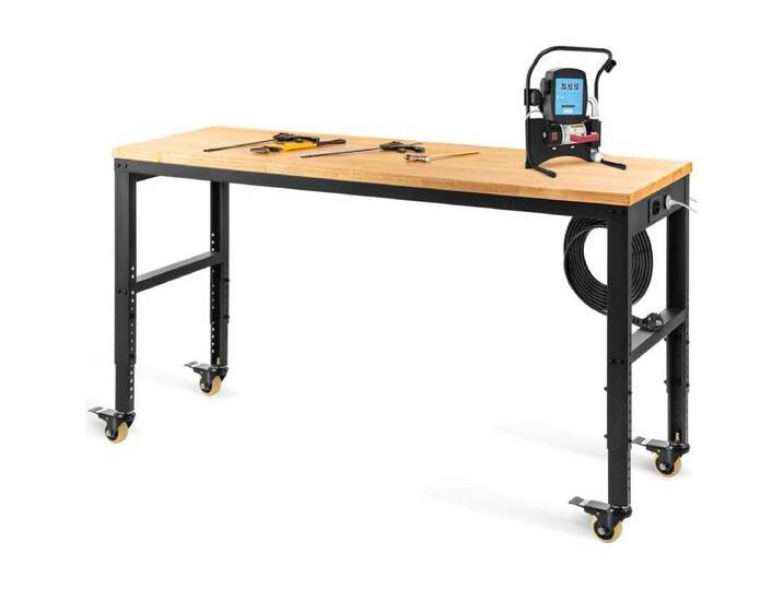 Garagentisch SucceBuy Einstellbare Arbeitsplatte 122x61 cm mit Steckdose und Rädern von Kauf-Unique Marketplace