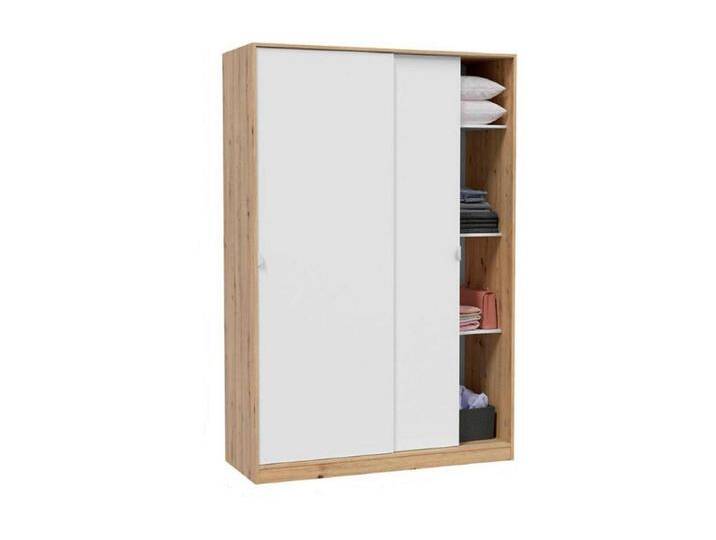 Garderobe Dnoce, Schlafzimmer Kleiderschrank mit 2 Schiebetüren, Schrank mit 3 Einlegeböden und Kleiderstange, 120x50h200 cm, Weiß und Eiche Nodi Garderobe Dnoce, Schlafzimmer Kleiderschrank mit 2 Schiebetüren, Schrank mit 3 Einlegeböden und Kleiderstange, 120x50h200 cm, Weiß und Eiche Nodi von Kauf-Unique Marketplace