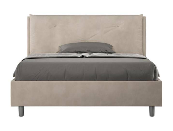 Gepolstertes Bett mit Lattenrost 140x210 mit Mikrofaserbezug Sandfarbe Appia Large von Kauf-Unique Marketplace