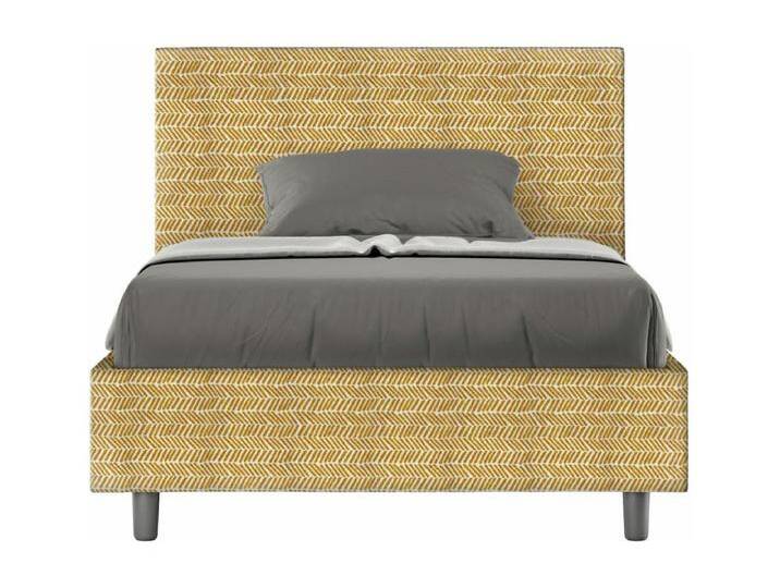 Gepolstertes Bett ohne Untergestell 120x190 Aragona 3 gelber Adele-Stoff von Kauf-Unique Marketplace