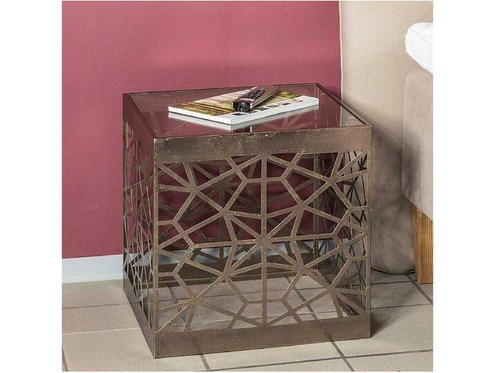 Glas Beistelltisch in Bronzefarben Antik Finish von Kauf-Unique Marketplace