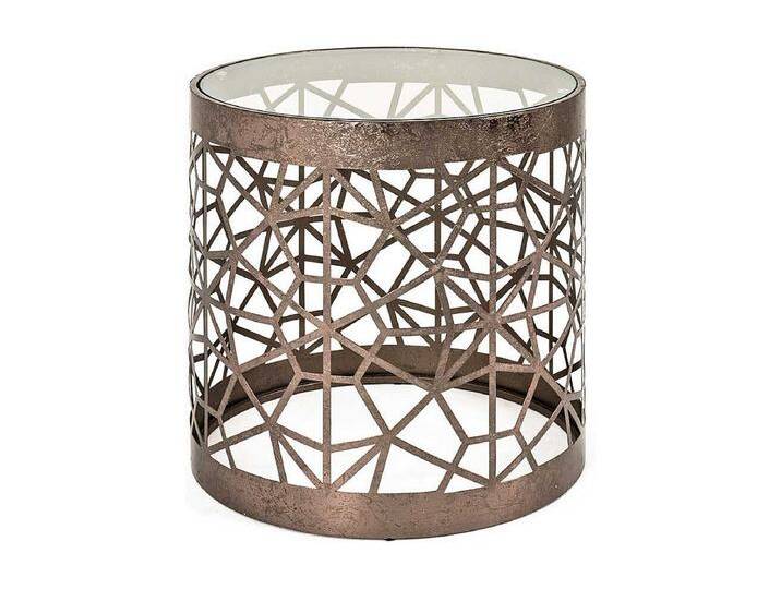 Glas Beistelltisch in Bronzefarben rund von Kauf-Unique Marketplace