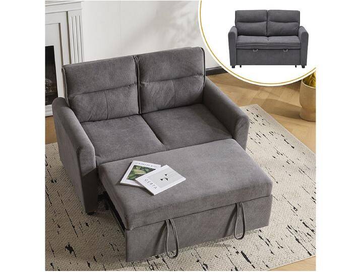 Graues Samt-Sofa gerade - Relaxsofa mit Ausziehfunktion und verstellbarer Rückenlehne - Rückenlehne und Armlehnen von Kauf-Unique Marketplace