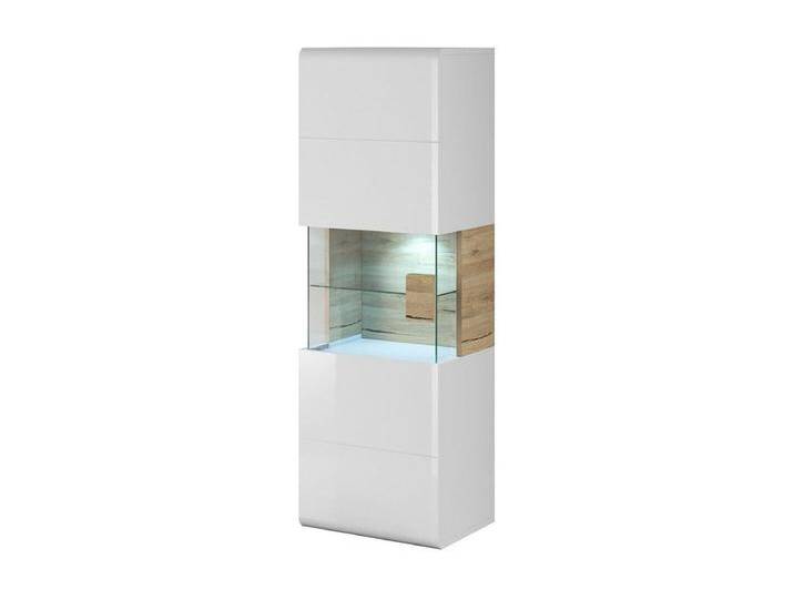 Hängende Vitrine + LED, Kollektion OHIO, in Weiß mit Eichen-Finish. von Kauf-Unique Marketplace