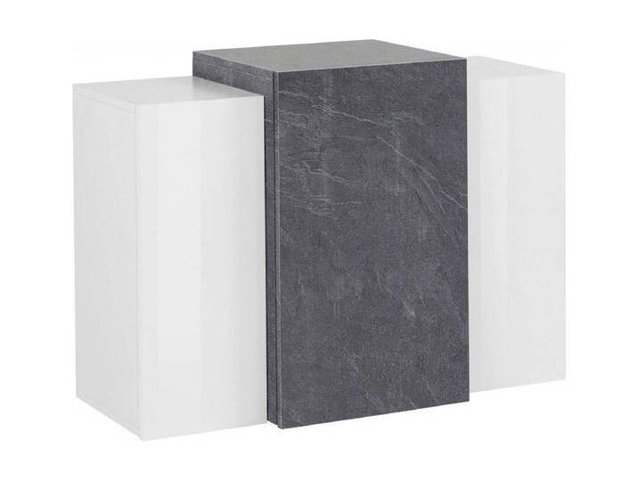 Hängeschrank Didze, Mehrzweck-Kleiderschrank, Wandschrank, 100 % Made in Italy, cm 90x38h66, HochglanzweiÃŸ und Schiefer von Kauf-Unique Marketplace