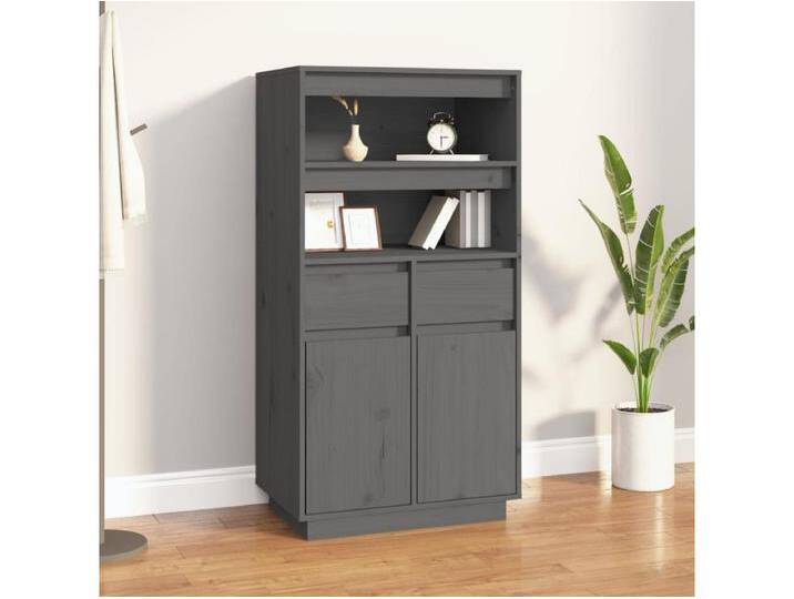 Highboard,Kommode Grau 60x40x116,5 cm Massivholz Kiefer -gkd222838 von Kauf-Unique Marketplace