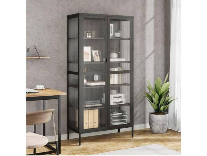 Highboard,Kommode Schwarz 85x40x180 cm Glas und Stahl -gkd727786 von Kauf-Unique Marketplace