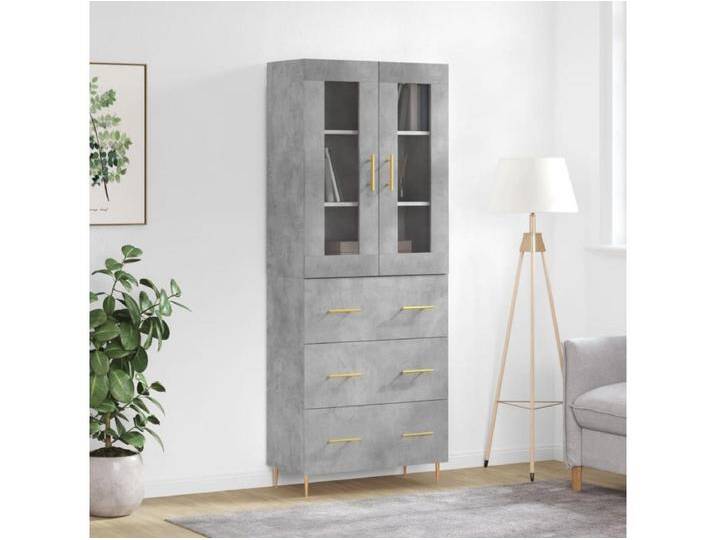Highboard Betongrau 69,5x34x180 cm Holzwerkstoff von Kauf-Unique Marketplace