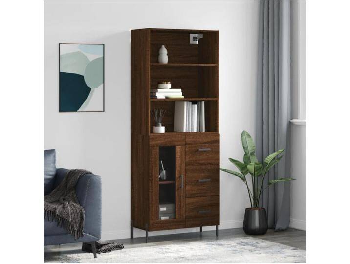 Highboard Braun Eichen-Optik 69,5x34x180 cm Holzwerkstoff von Kauf-Unique Marketplace