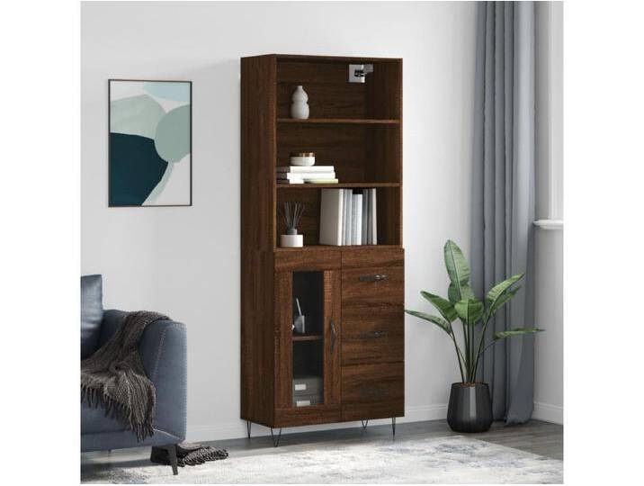 Highboard Braun Eichen-Optik 69,5x34x180 cm Holzwerkstoff von Kauf-Unique Marketplace