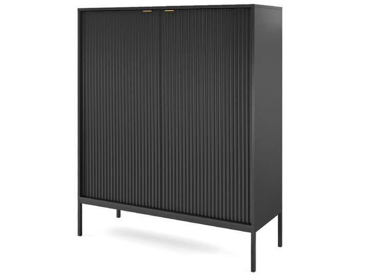 Highboard Hochkommode - 104 cm - Schwarz mit geriffelten Fronten - VELLORE Highboard Hochkommode - 104 cm - Schwarz mit geriffelten Fronten - VELLORE von Kauf-Unique Marketplace